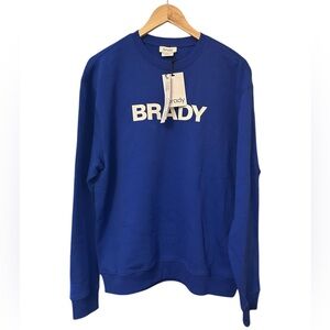 NWT Brady Men Crew Neck Woodmark Sweatshirt Pullover Brady Blue L Tom Brady $90